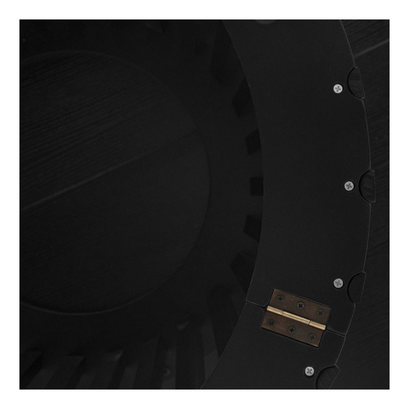 Round Coffee Table, Grille Molding, Suitable For Bedroom, Living Room, Balcony, Black