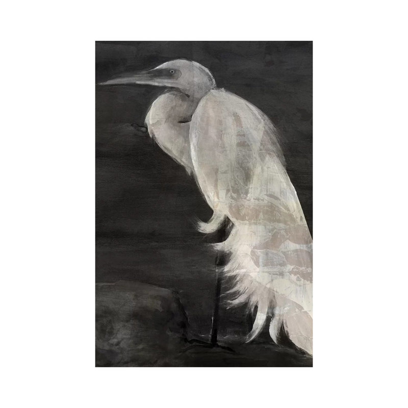 «Aigrette texturée I» par Stellar Design Studio - peinture sur toile tendue, H 18 po x l 12 po x 1,5 po