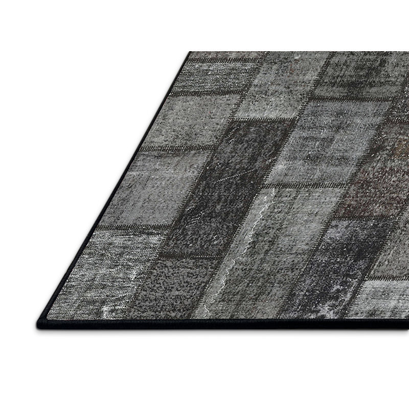 Tapis de zone noire contemporaine, Rectangle 7 pi x 10 pi