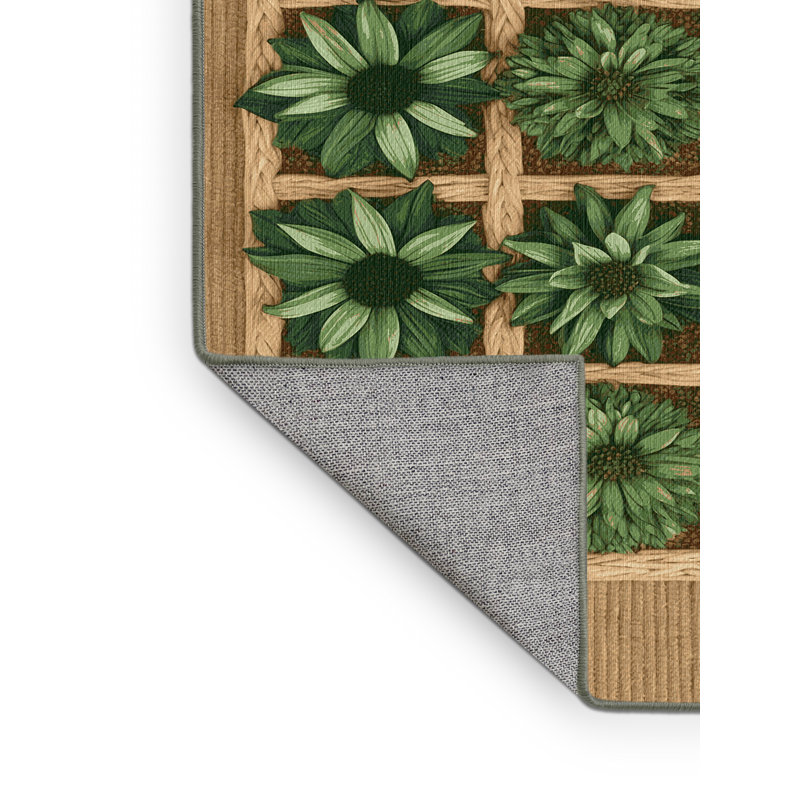 Machine Washable Nature Green Area Rug, Square 8'