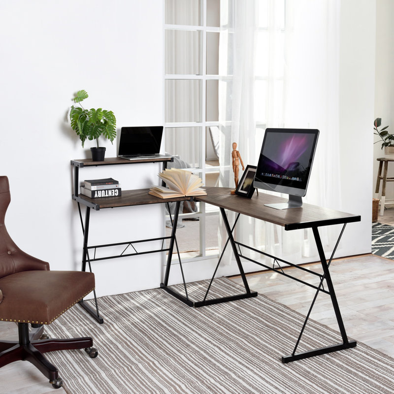 Hillsborough L-Shaped Metal Base Writing Desk