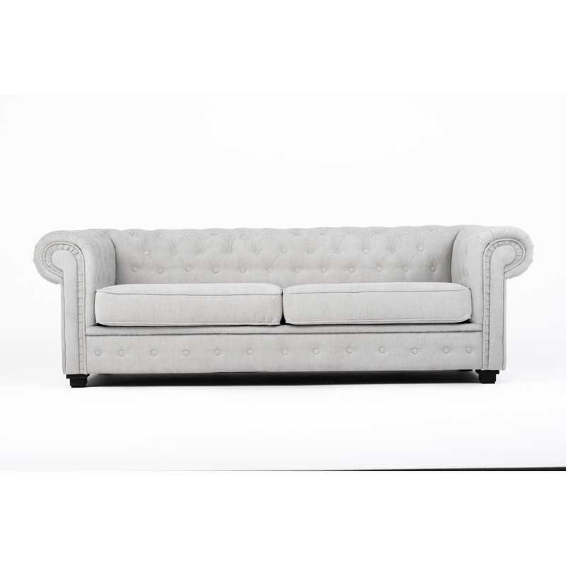 Allegra 3 Seater Chesterfield Sofa Bed, 3, Light Grey