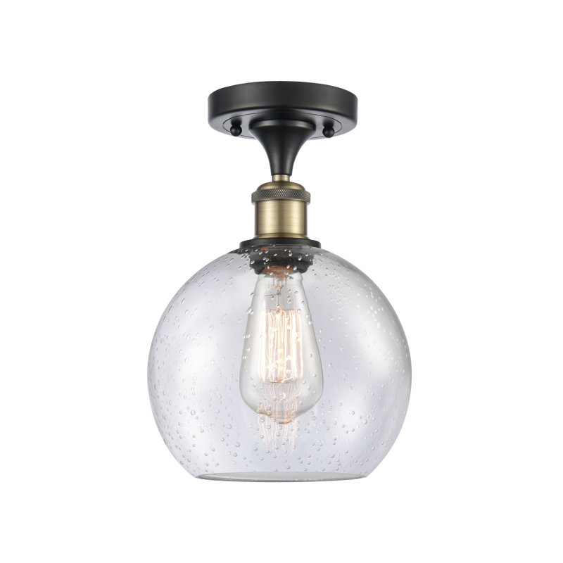 Plafonnier semi-encastré 1 lumière 8 po Cindi, Ampoule non incluse, Noir / laiton antique