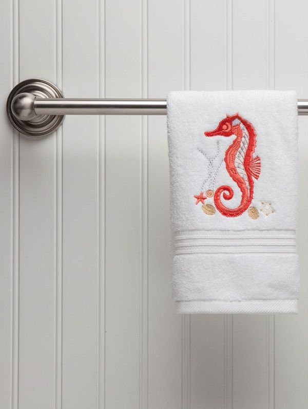 Fingertip Towel, White/Coral