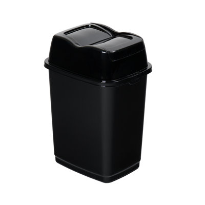 Mini poubelle en plastique avec couvercle pivotant pour salle de bain, comptoir, bureau, 1,25 gallon - 5 litres, noir