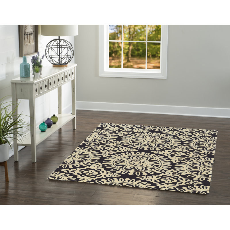 Equelle Hand Tufted Geometric Indoor Rug, Rectangle 5' x 7'