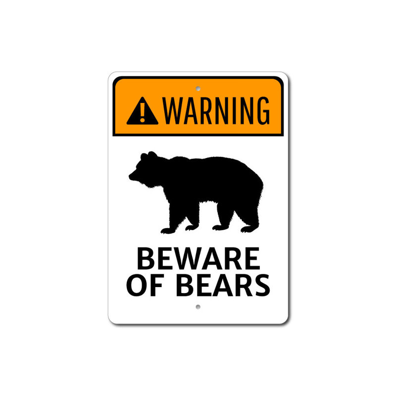 Panneau d'avertissement d'ours en aluminium, H 14 po x l 10 po x P 0,04 po