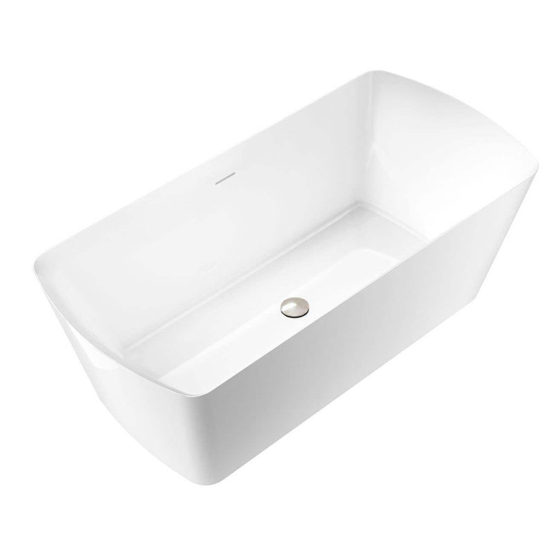 Baignoire de trempage autoportante en acrylique 59 po. X 29,5 po. Camille, Nickel poli
