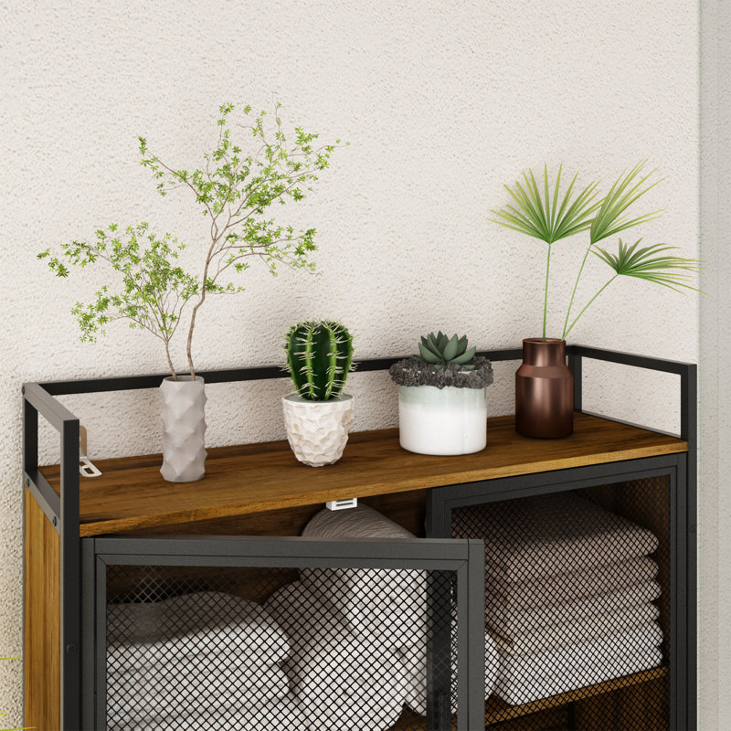 Brown Freestanding Over-the-Toilet Storage Cabinet with Adjustable Shelves