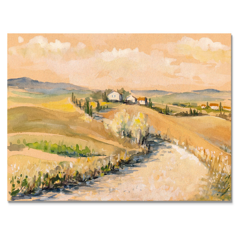 Campagne en Toscane, Italie - reproduction sur toile, H 30 po x l 40 po x P 1,5 po, Toile tendue