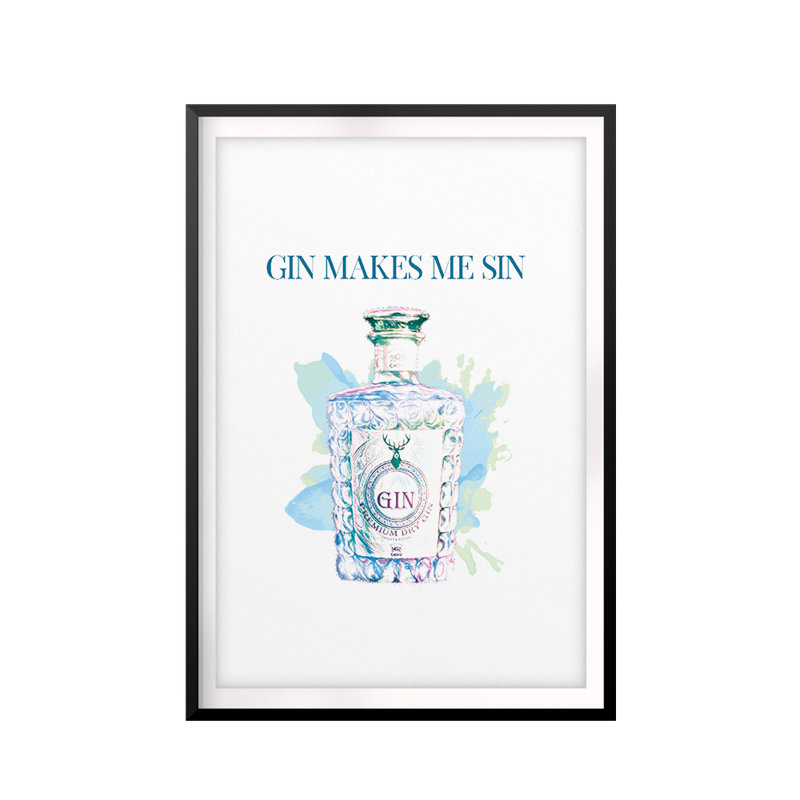 «Gin Makes Me Sin», reproduction de cadre photo sur papier, H 10 pi x l 8 po x P 0,05 po