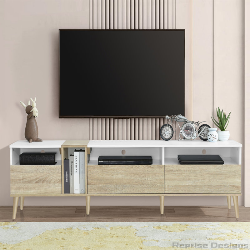 Media Console Table with 3 Drawers and Open Shelves for TVs up to 80''
