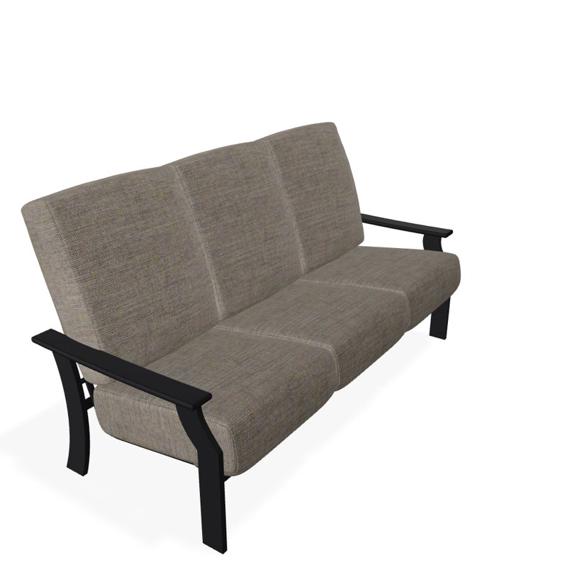 St. Catherine 74'' Wide Patio Sofa with Cushions, Cast Ash Sunbrella® Plainweave, Black