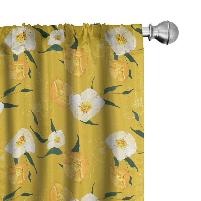 Tropical Foliage Floral Semi-Sheer Rod Pocket Sliding Panel, 28" x 95"