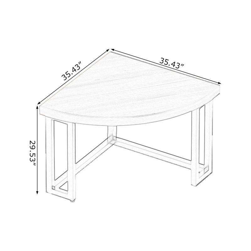 Bureaux en bois massif demi-cercle, H 29,53 po x l 35,43 po x P 35,43 po