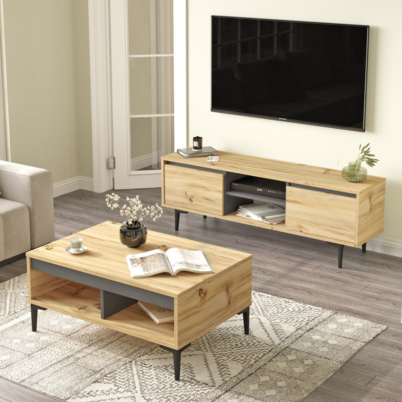 Living Room Furniture Set, Naturel/noir