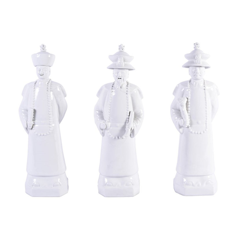 3 Piece Qing Emperors Figurine Set, 18" H x 7" W x 5'' D