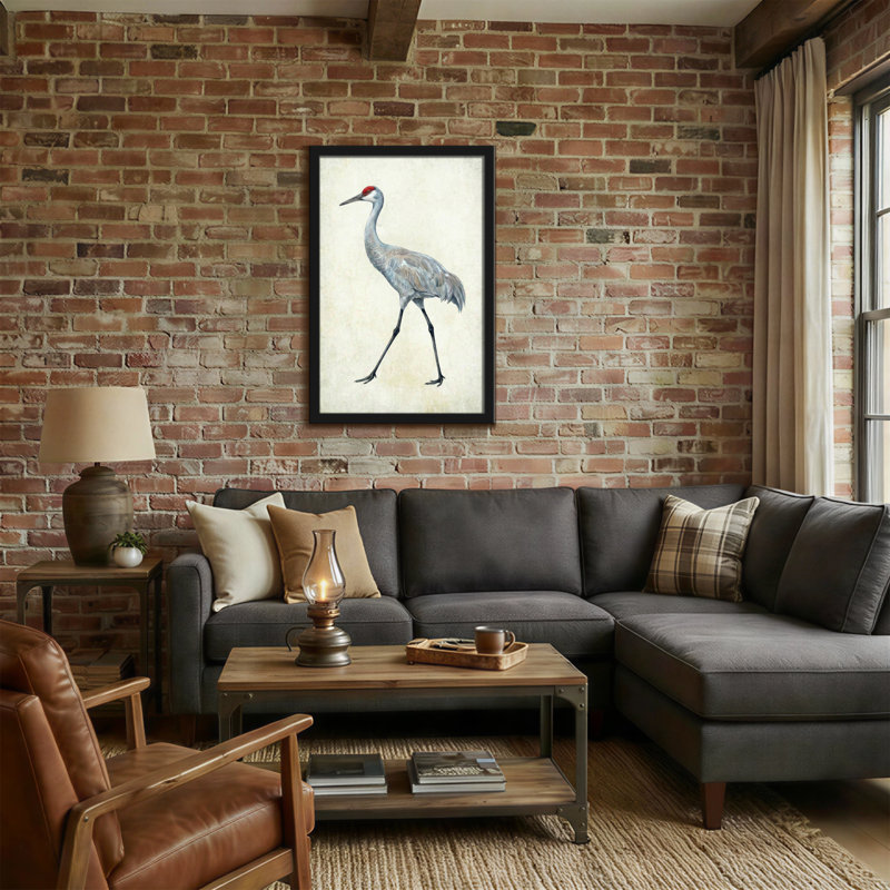 Animaux, grue du Canada marchant sur toile, H 18 po x l 12 po