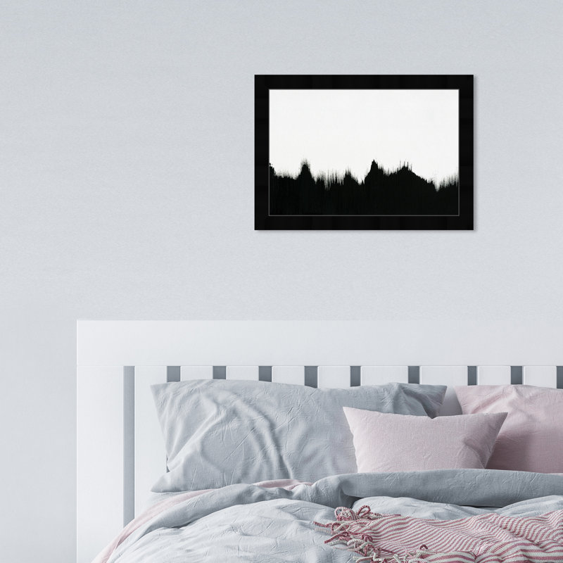 «Black and White Abstract Shades» par Oliver Gal - reproduction, H 12 po x l 12 po, Cadre noir