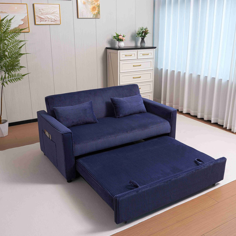 Futon Sofa Bed,3-In-1 Multi-Functional Corduroy Sleeper Couch Pull-Out Bed,Adjustable Backrest And Pillows,Convertible Sofa Bed For Living Room,Bedroom