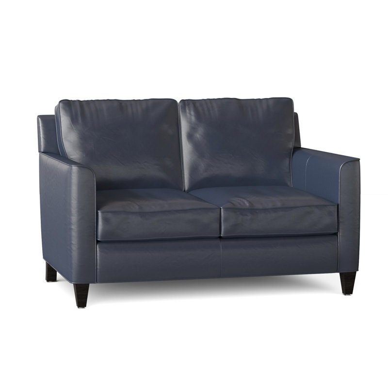 Yorba Leather Loveseat, Cobblestone, Aline Fumo Genuine Leather