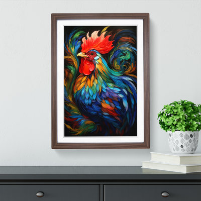 Rooster Abstract - Single Picture Frame Print on Wood