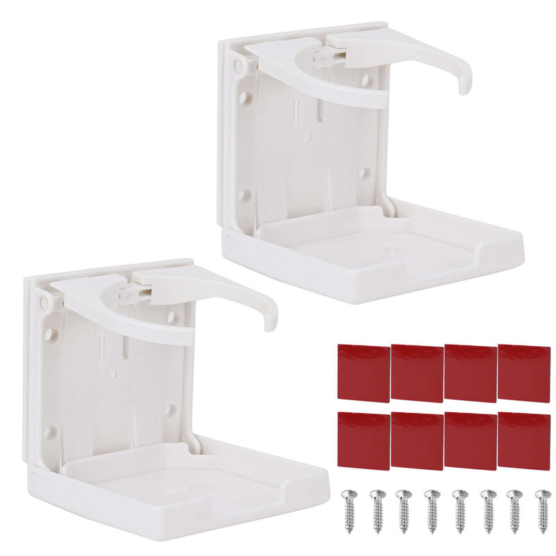 Paquet de 2 porte-gobelets pliables réglables avec vis et autocollants pour la maison, le bateau, la voiture et le véhicule récréatif