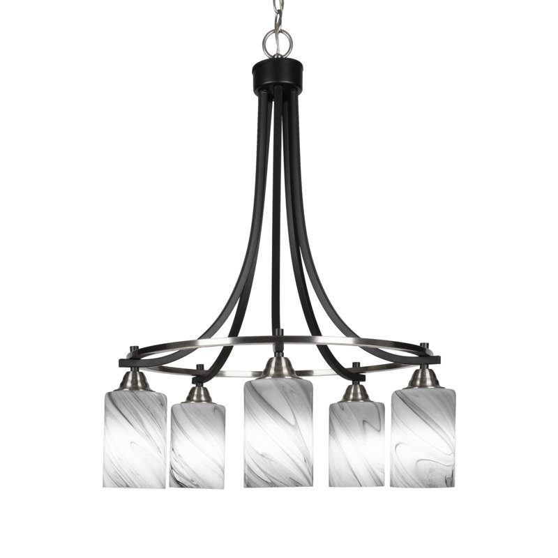 Lustre 5 lumières Michell, Nickel brossé