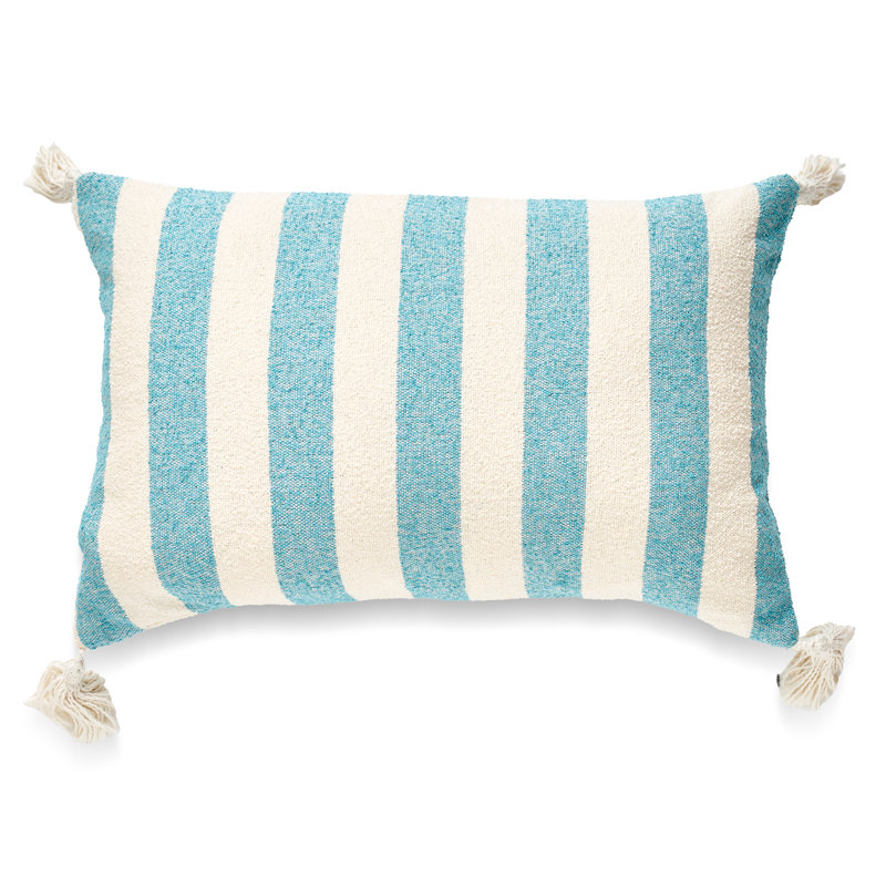 Coussin French Stripe, Plumes, Bleu mer