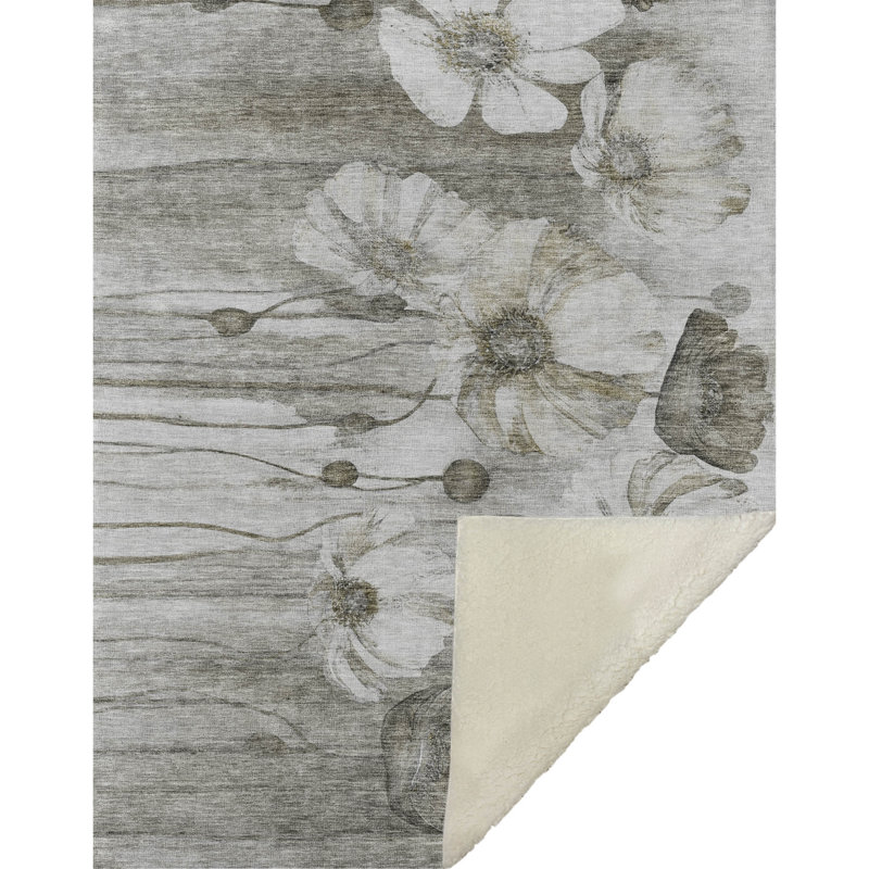 Jeté floral Sherpa ASB712 Addison, Taupe