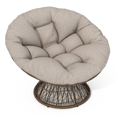 41.5" Ergonomic Wicker Chair With Cloud Thick Density Fabric Cushion,3-Proof Cover,High Capacity Iron Frame,Fluid 360 Degree Swivel For Reading,Living by Dakota Fields