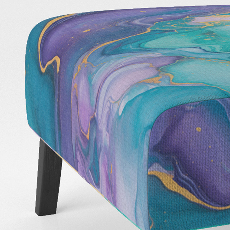 Berendien Marble Upholstered Slipper Chair Velvet, Turquoise/Purple Polyester Blend