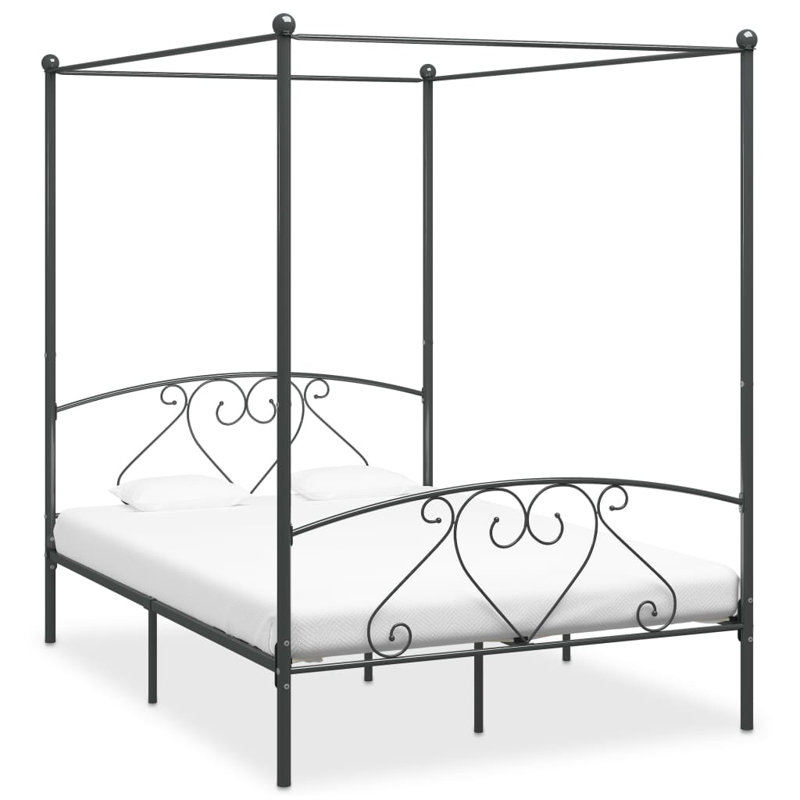 Zackery Metal Bed, grey, European Kingsize (160 x 200 cm)
