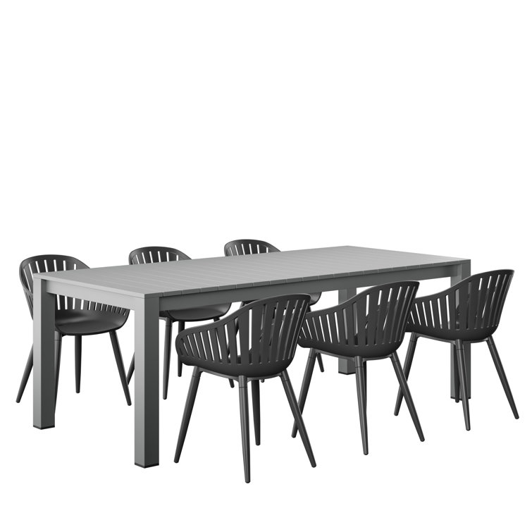 Anautica 86.5'' Rectangular 6 - Person Outdoor Dining Set
