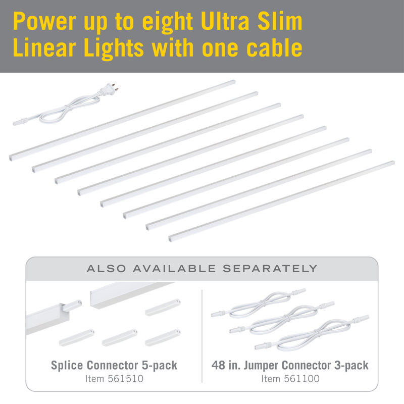 Ultra Slim Linear Light Power Cable, 3pk