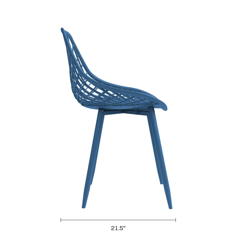 Upton Indoor and Outdoor Dining Chair with Ergonomic Seat and Steel Legs, Berry Blue