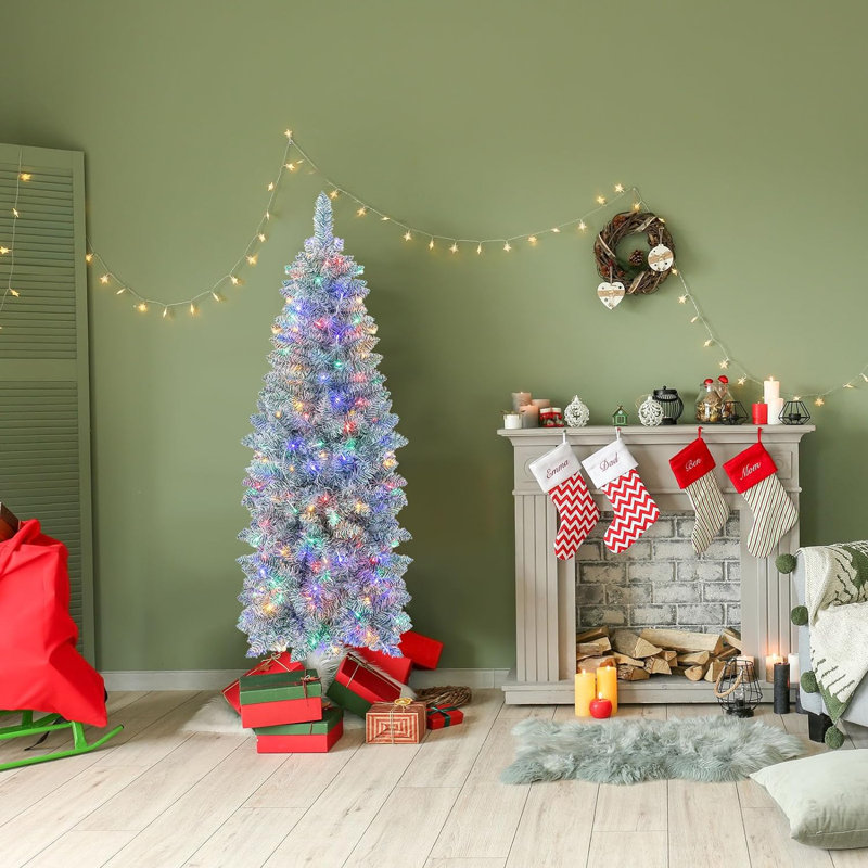 Lighted Artificial Pine Christmas Tree, 150cm H