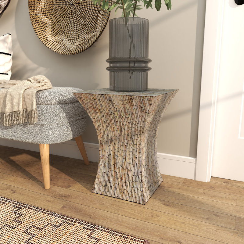 Table d'appoint en forme de sablier gris faite à la main en forme de sablier gris, 15 po x 15 po x 19 po