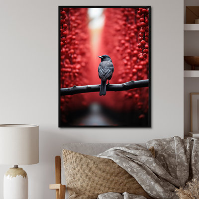 Forêt et oiseau rouge sentinelles silencieuses - animaux, impressions sur toile