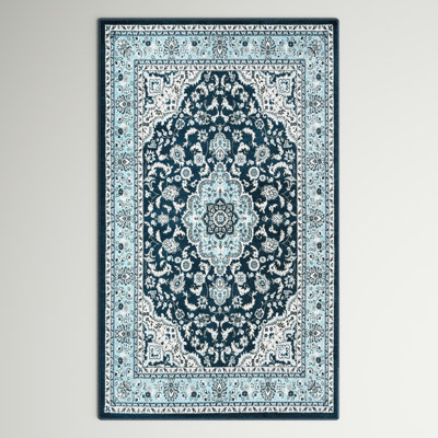 Arignote Modern Persian Floral Navy/Blue Rug