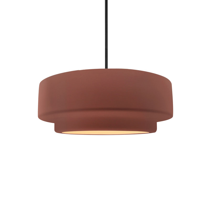 Luminaire suspendu tambour 1 lumière Gela, Argile Canyon, Matte Black, DEL
