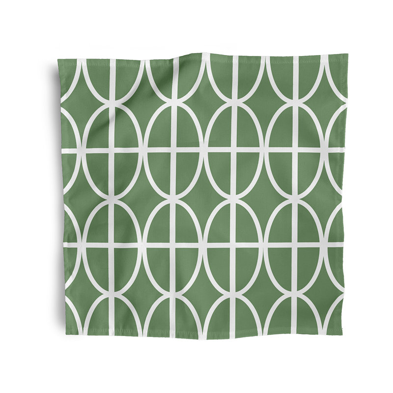 Kshaun Polyester Geometric Square Napkin, Green