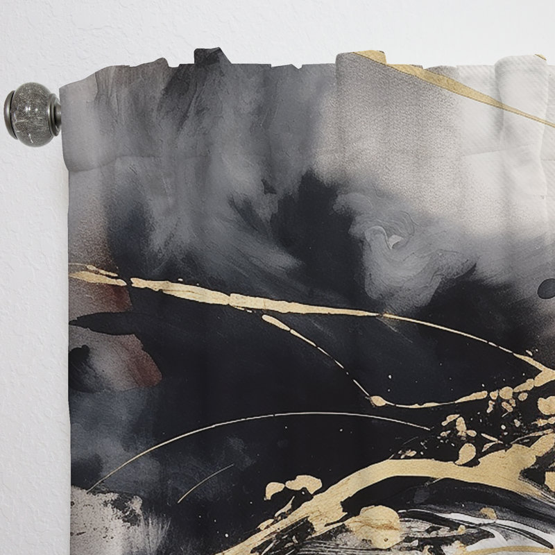 Elmhurst - Exploring The Depths Of Gold Marble II - Modern Curtain - Velvet Room Darkening - 1 panel, 52" W x 84" L