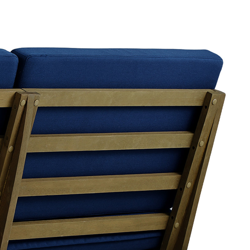 Patio Outdoor Sofa with Cushions, Navy, Brown