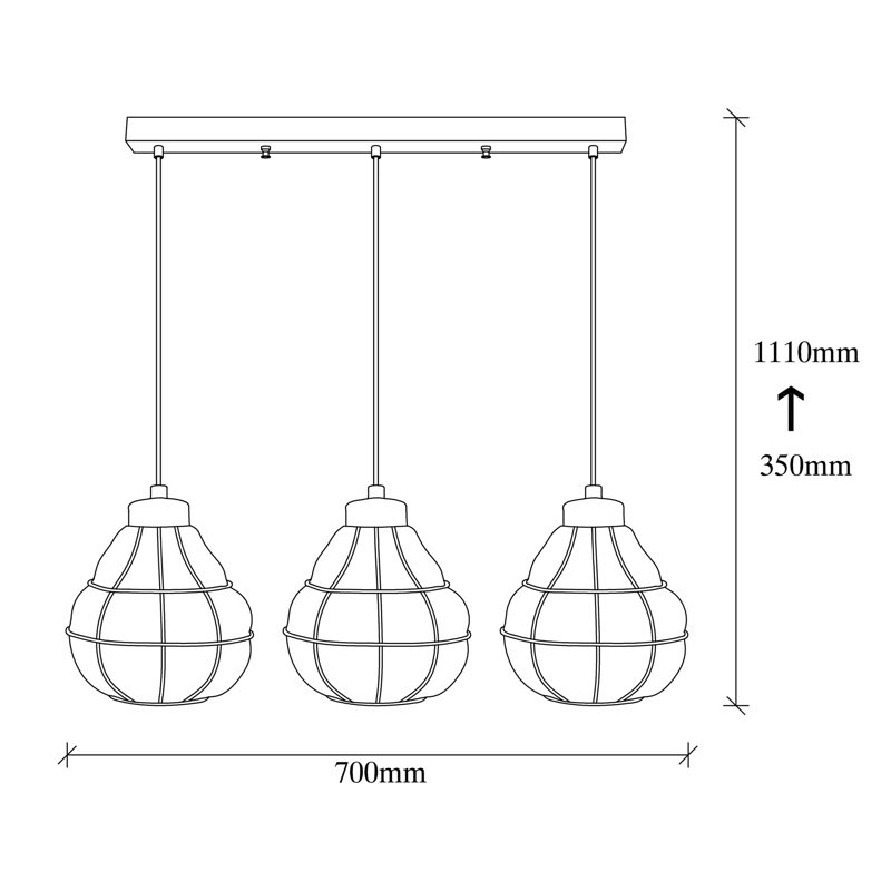 Luminaire suspendu géométrique à 3 lumières pour îlot de cuisine Margolis, Chrome