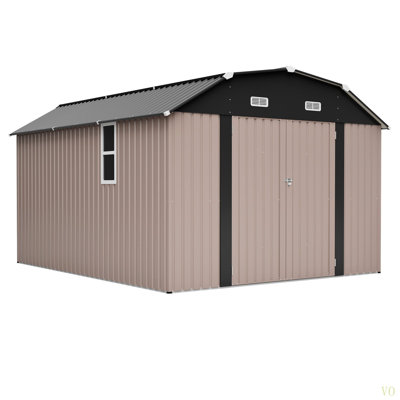 10X12 FT  Outdoor Storage Shed, Heavy Duty Rust-Resistant Steel Tool Shed With Floor Frame Kit