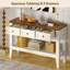 Console 47 po avec tiroirs, table de ferme rustique avec tablette inférieure et pieds en bois pour l'entrée, le salon, l'entrée et le vestibule - Assemblage facile