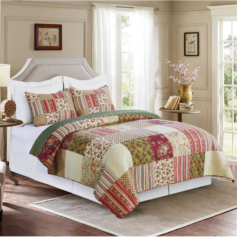 Ember Cotton Reversible Quilt Set, King Quilt + 2 Standard Pillow Shams