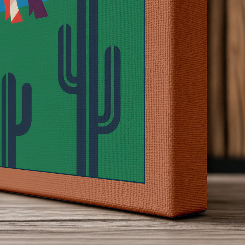 Desert Pig Takes Flight Modern - Wrapped Canvas, 24x16 - 61.0 x 40.6 cm, Terracotta Border