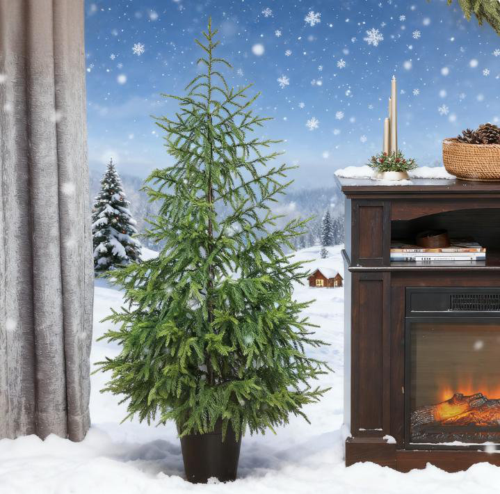 Ensemble de sapin de Noël Norfolk avec embouts moulés et base ignifuge